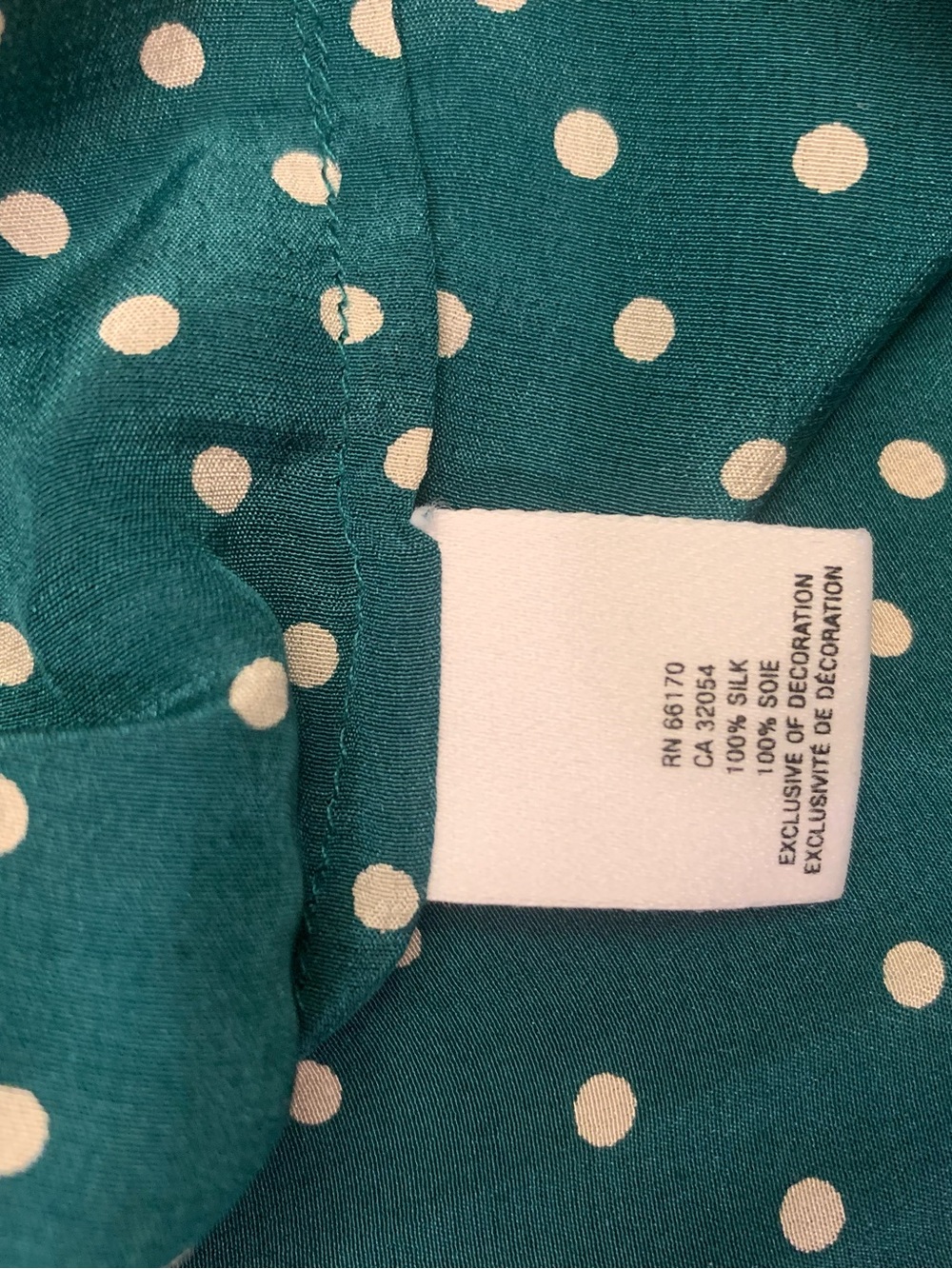 Anthropologie/ Maeve Teal 100% Silk Polka Dot Ruched Cowl Neck Blouse - Picture 7 of 10